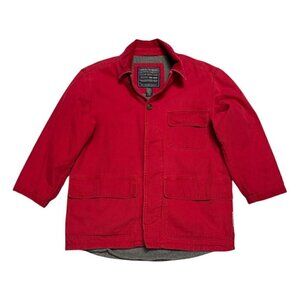 VINTAGE ABERCROMBIE & FITCH Red Cotton Lined Chore Coat Jacket Mens Small